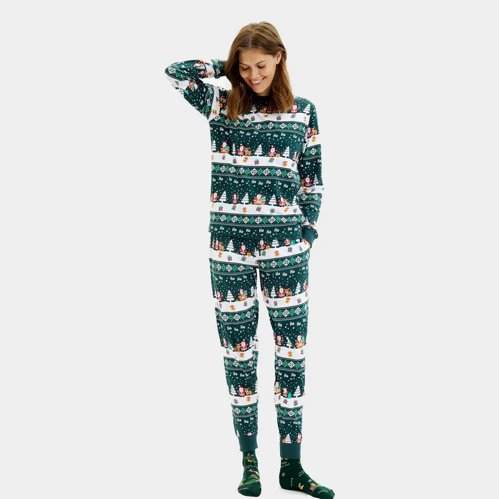 Pijama de Navidad para Adultos Unisex Green Jolly Christmas Algodón Orgánico - Imagen 2
