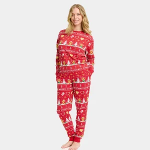 Pijama de Navidad para Adultos Unisex Gingercookies Rojo Algodón Orgánico