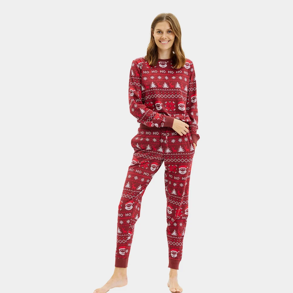 Pijama de Navidad para Adultos Unisex Rojo Ho Ho Ho Algodón Orgánico - Imagen 7