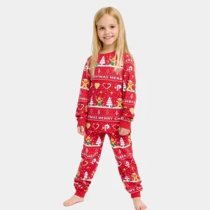 Pijama de Navidad para Niños Gingercookies Rojo Algodón Orgánico