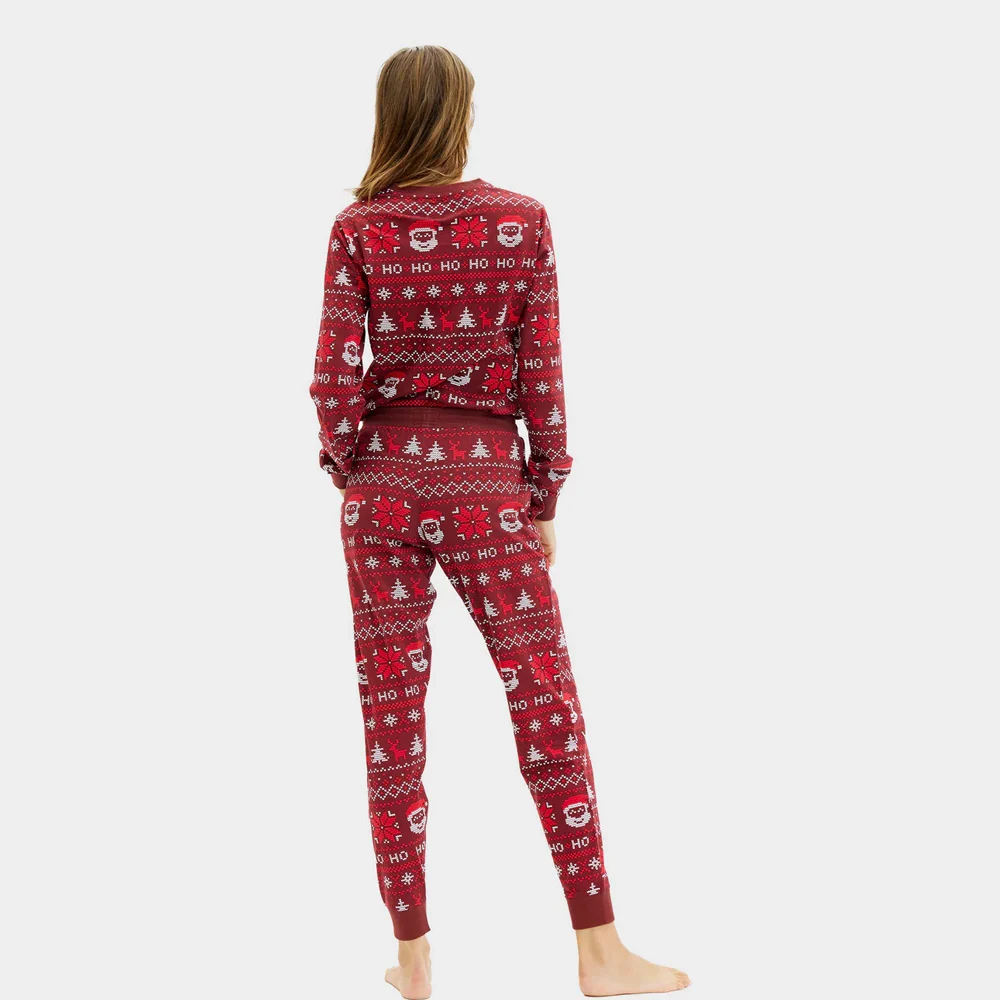 Pijama de Navidad para Adultos Unisex Rojo Ho Ho Ho Algodón Orgánico - Imagen 6