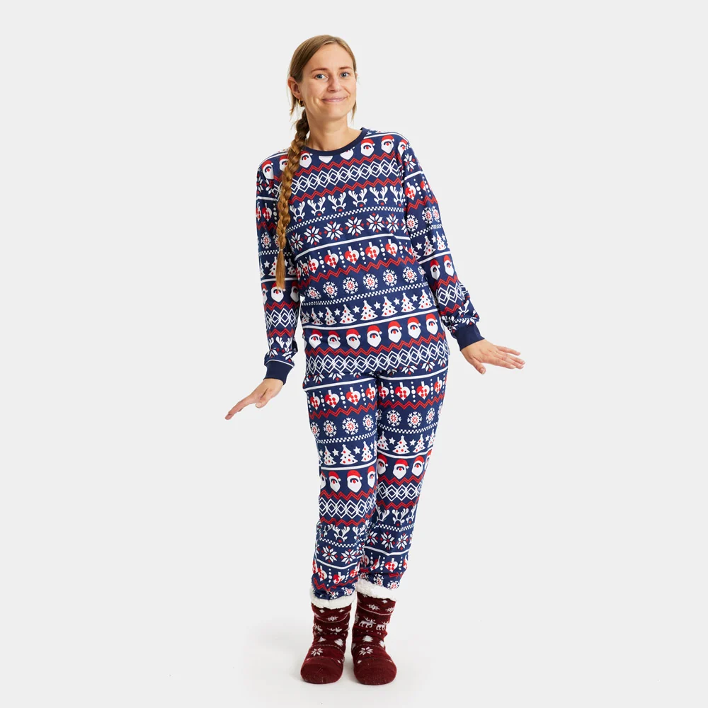 Pijama de Navidad para Familia con Papá Noel, Árboles y Corazones Algodón Orgánico - Imagen 6