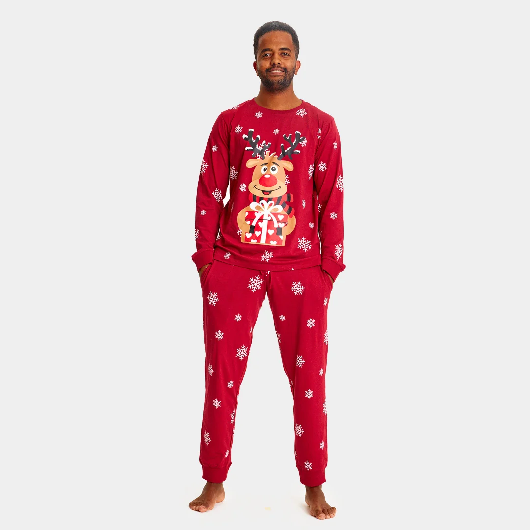 Pijama de Navidad para Familia Rojo Reno Rodolfo Algodón Orgánico - Imagen 5