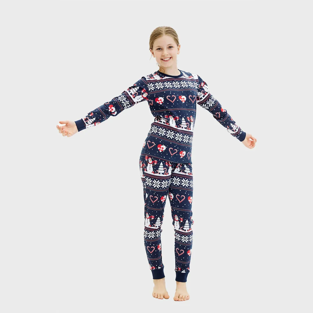Pijama de Navidad para Familia con Muñecos de Nieve y Corazones Algodón Orgánico - Imagen 6