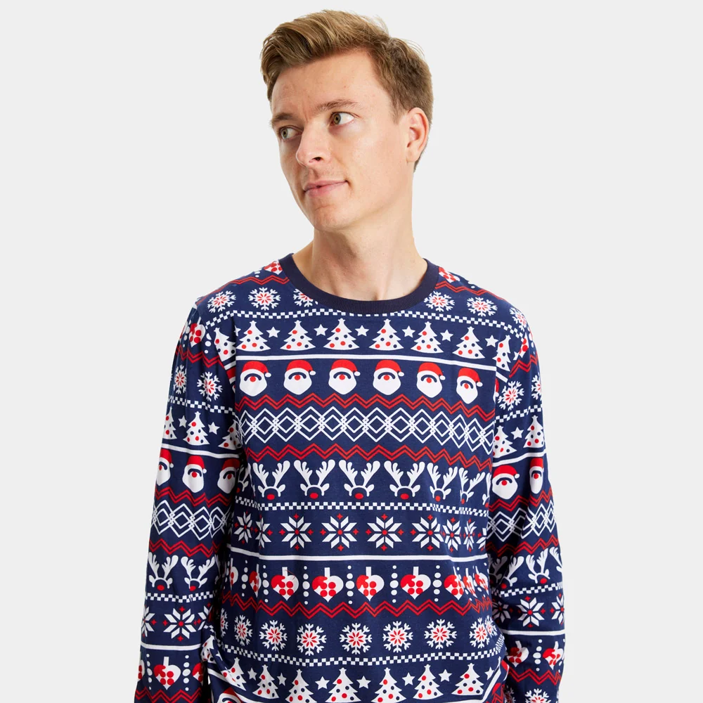 Pijama de Navidad para Familia con Papá Noel, Árboles y Corazones Algodón Orgánico - Imagen 4