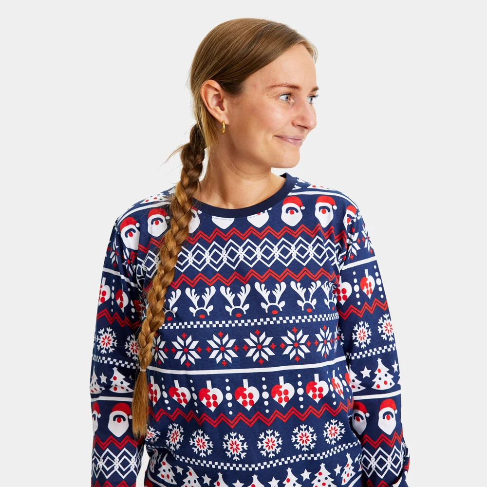 Pijama de Navidad para Familia con Papá Noel, Árboles y Corazones Algodón Orgánico - Imagen 3