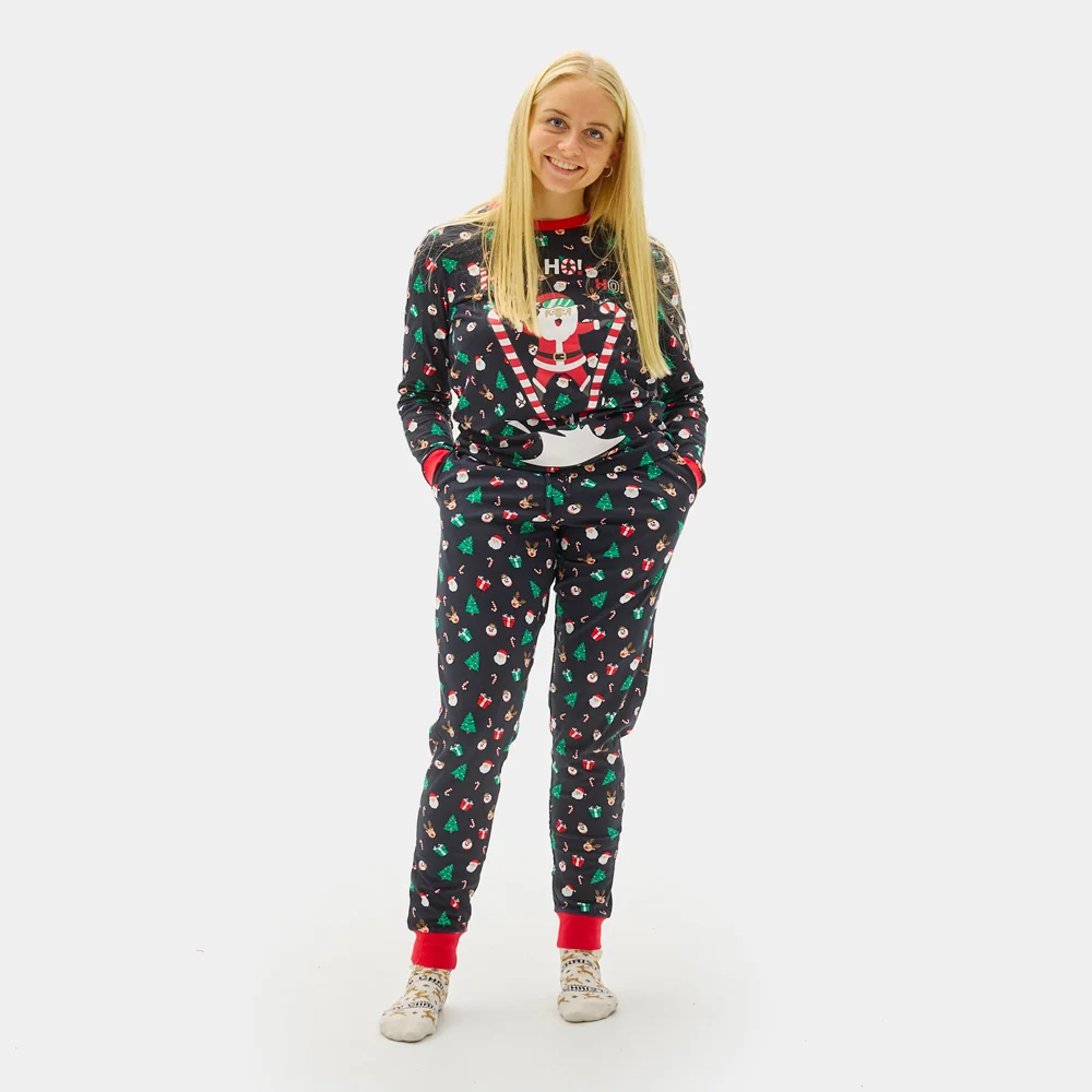 Pijama de Navidad Adultos Unisex con Papá Noel Esquiador Algodón Orgánico - Imagen 6
