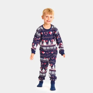Pijama de Navidad para Niños con Muñecos de Nieve y Corazones Algodón Orgánico