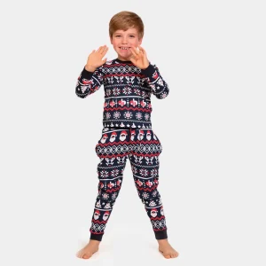 Pijama de Navidad para Niños con Papá Noel, Árboles y Corazones Algodón Orgánico