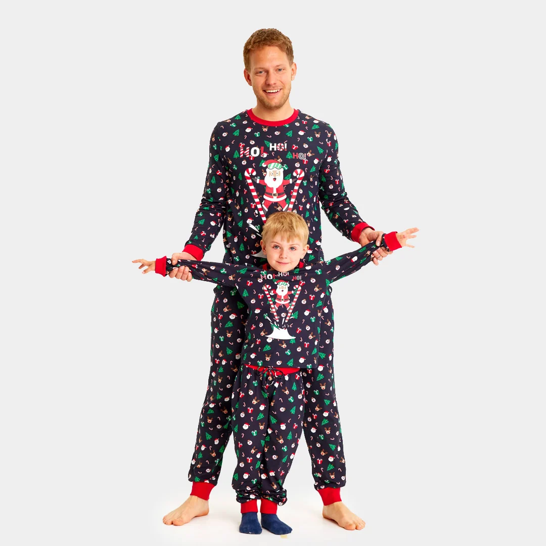 Pijama de Navidad para Familia con Papá Noel Esquiador Algodón Orgánico - Imagen 2