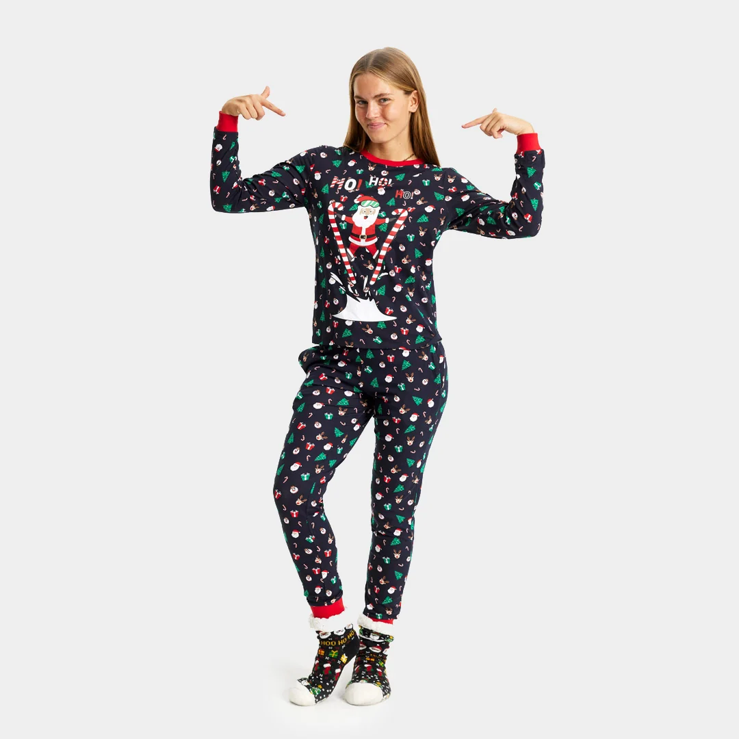 Pijama de Navidad Adultos Unisex con Papá Noel Esquiador Algodón Orgánico - Imagen 2