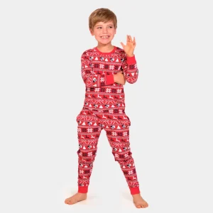 Pijama de Navidad para Niños con Renos y Árboles Algodón Orgánico
