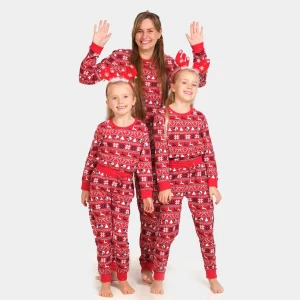 Pijama de Navidad para Familia con Renos y Árboles Algodón Orgánico