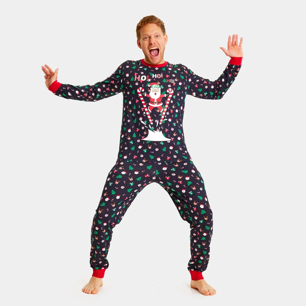 Pijama de Navidad Adultos Unisex con Papá Noel Esquiador Algodón Orgánico - Imagen 3