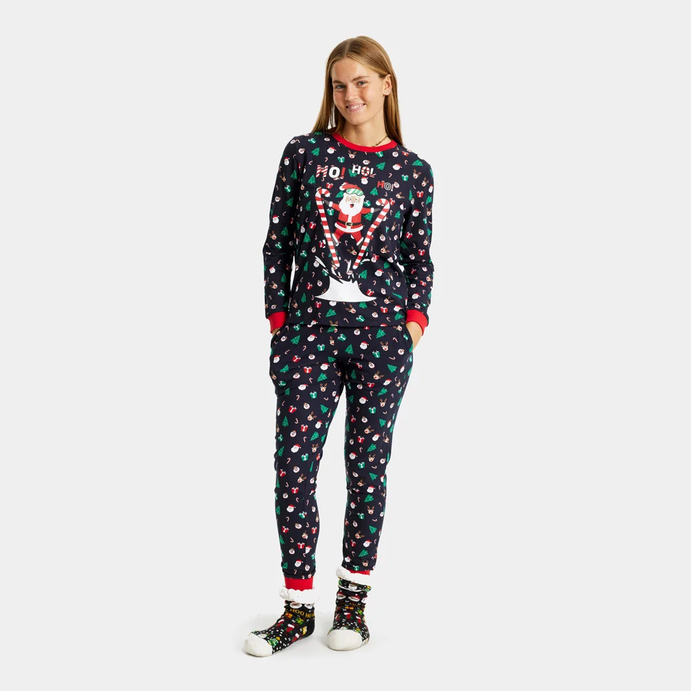 Pijama de Navidad Adultos Unisex con Papá Noel Esquiador Algodón Orgánico - Imagen 4