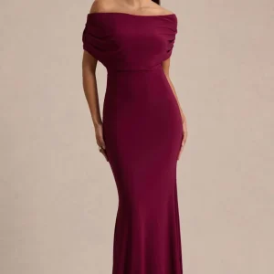 Bowden | Vestido Largo Berry con Escote Bardot