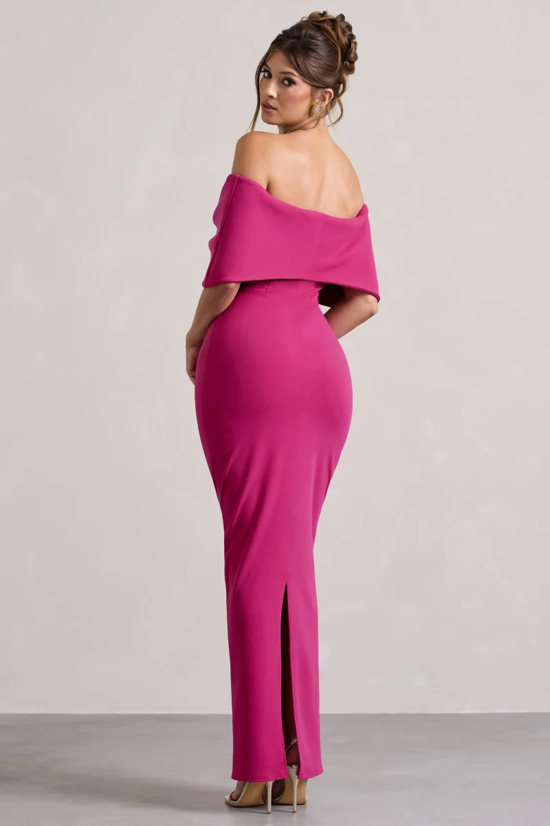 Cornelia | Vestido Largo Rosa Fucsia con Lazo Grande - Imagen 3