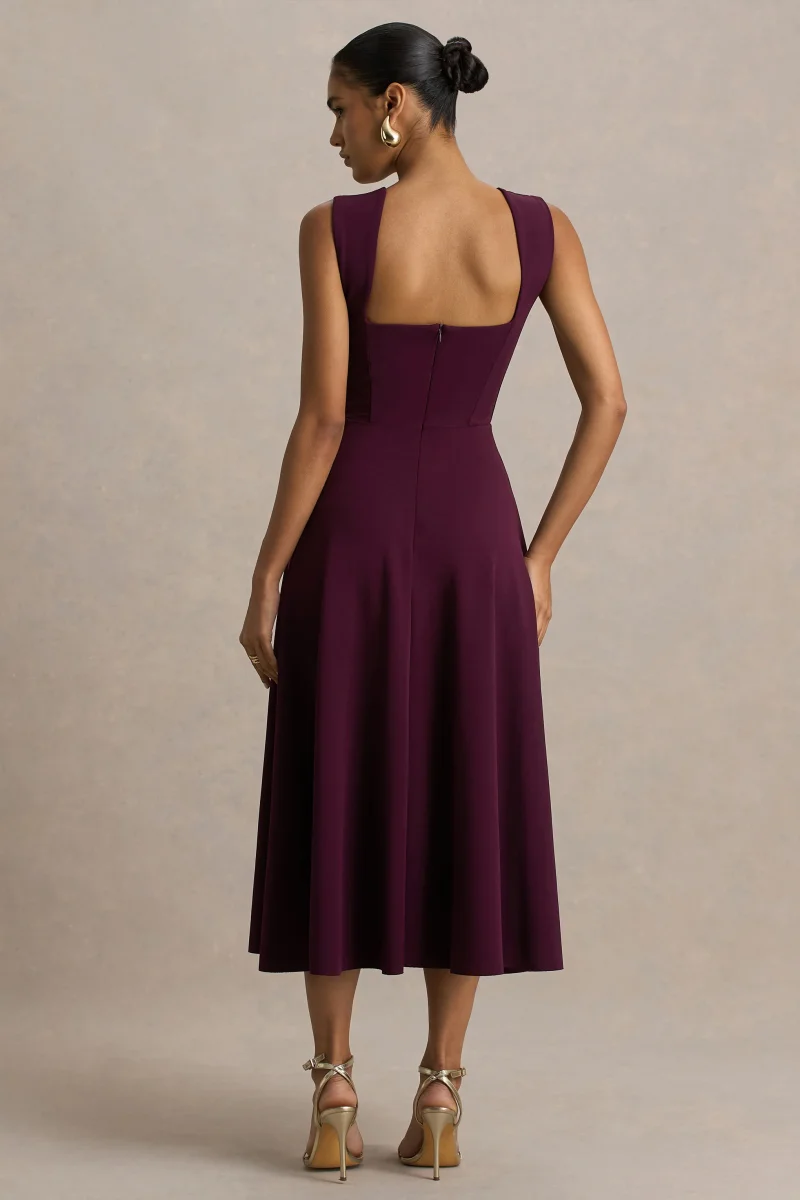 Andromeda | Vestido Midi Burdeos Sweetheart - Imagen 3