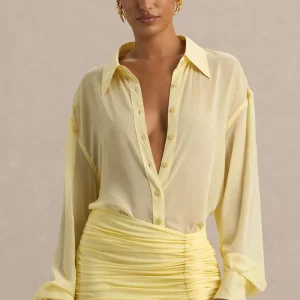 Zinna | Camisa de gasa transparente en color amarillo pastel