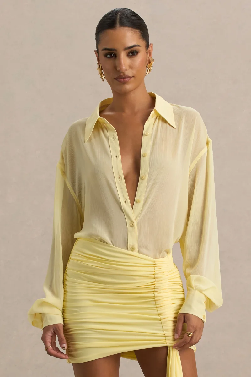 Zinna | Camisa de gasa transparente en color amarillo pastel - Imagen 2