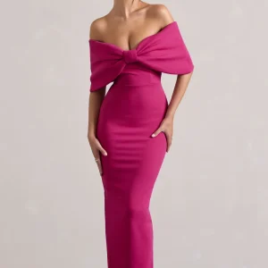 Cornelia | Vestido Largo Rosa Fucsia con Lazo Grande