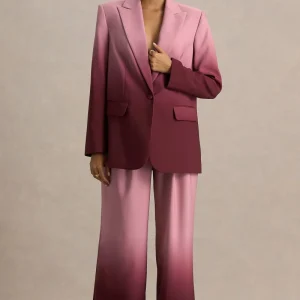 Enya | Blazer de satén degradado cereza con escote pronunciado