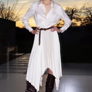 Naxos | Vestido Largo Camisero de Satén Color Crema