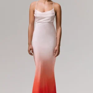 Lucie | Vestido largo entallado con escote cowl y degradado