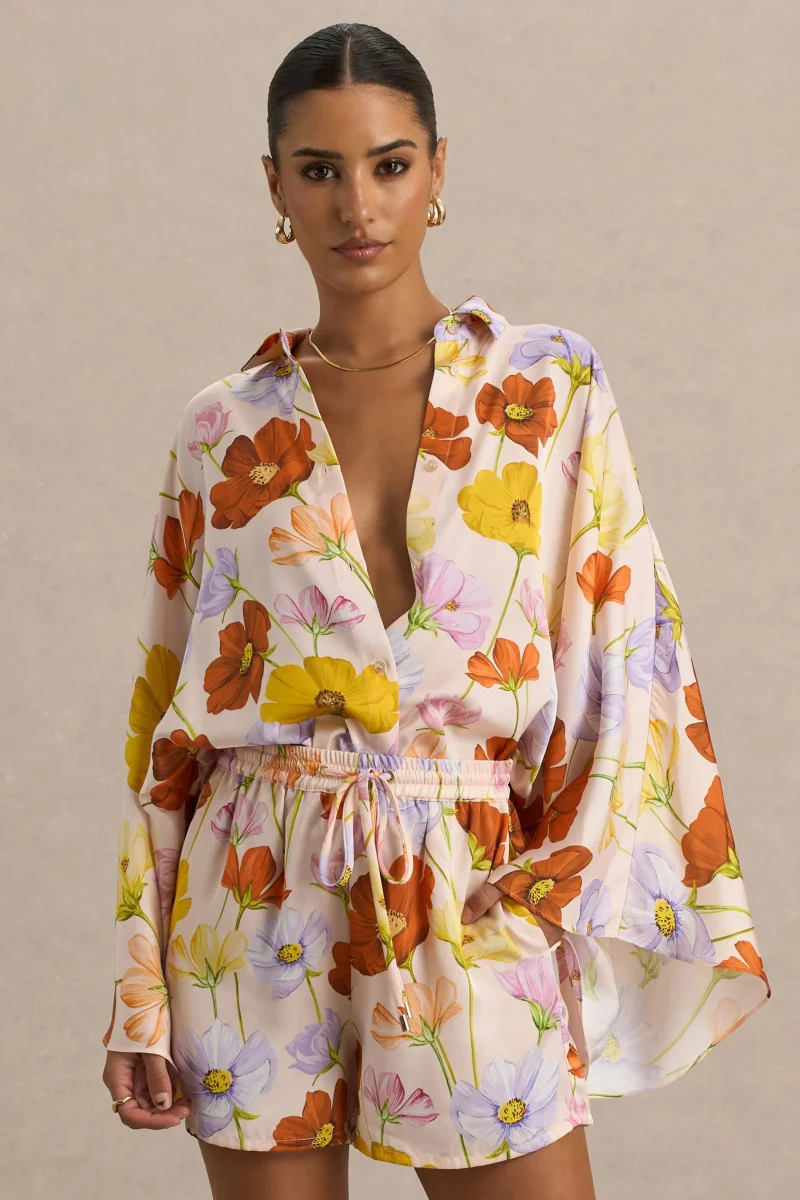 Lolite | Camisa de manga larga de satén con estampado floral - Imagen 5