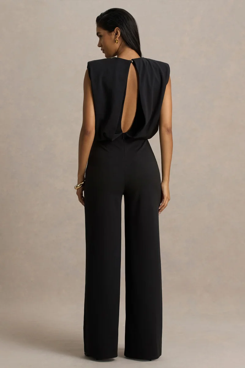 Tiff | Mono Negro De Cuello Alto Con Detalle Drapeado - Imagen 3