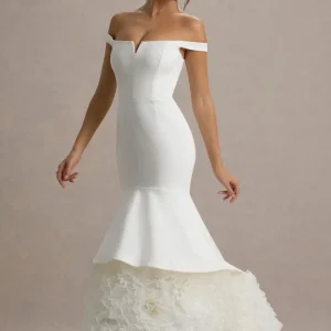 The Greatest | Vestido Largo con escote en V y falda de tul en color blanco