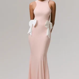 By Your Side | Vestido largo Rosa con Lazos y Aberturas