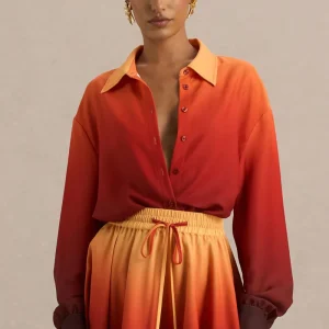Rowan | Camisa satinada con degradado en tonos naranja