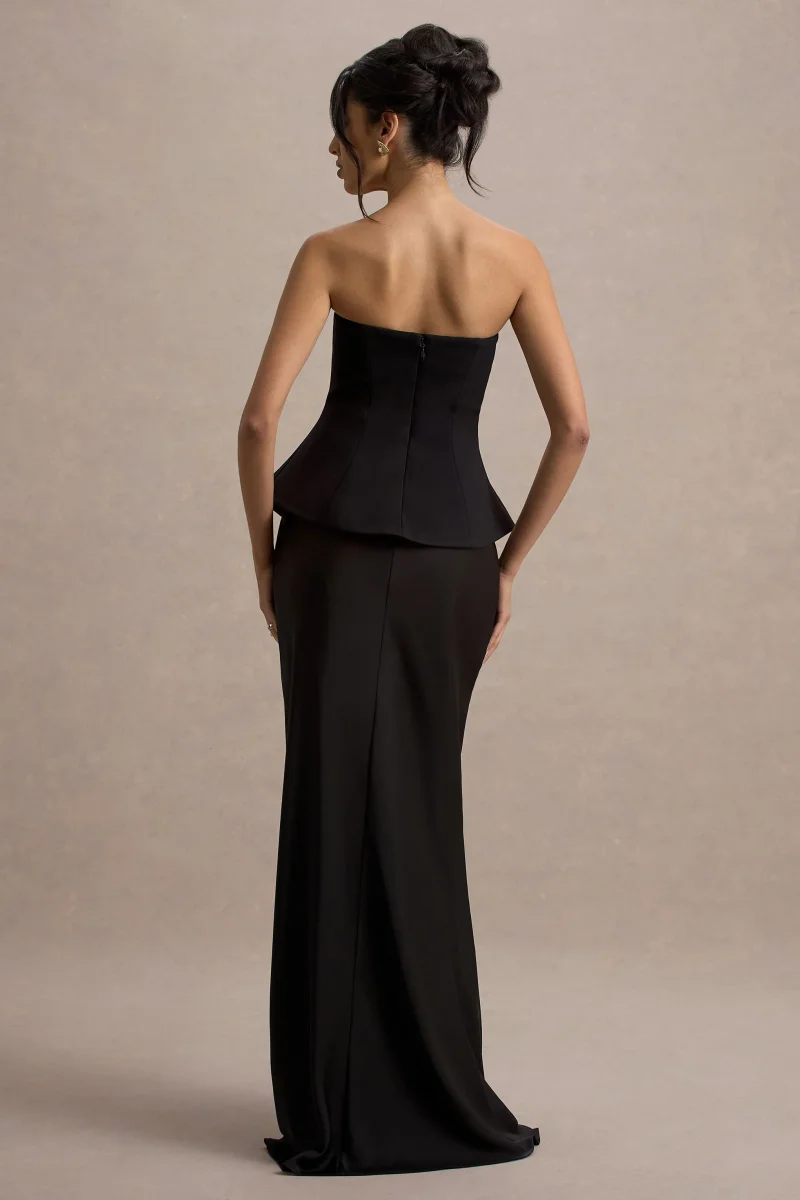 Ohio | Vestido largo Negro Sin Tirantes con escote con Corsé - Imagen 3