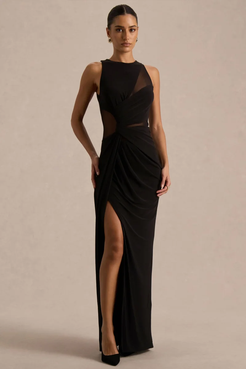 Opaline | Vestido Largo negro con cuello redondo - Imagen 5