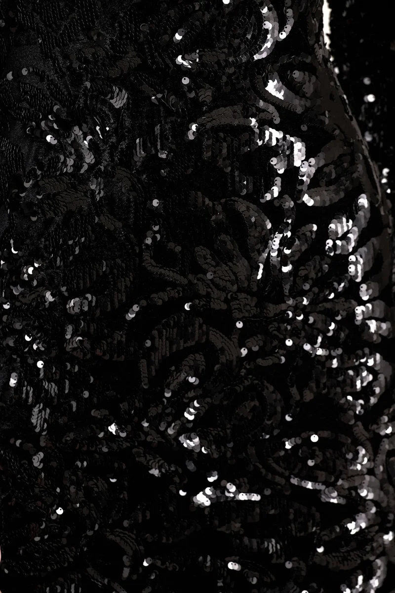 Ritz | Vestido Corto negro de lentejuelas con escote pronunciado y mangas largas - Imagen 7