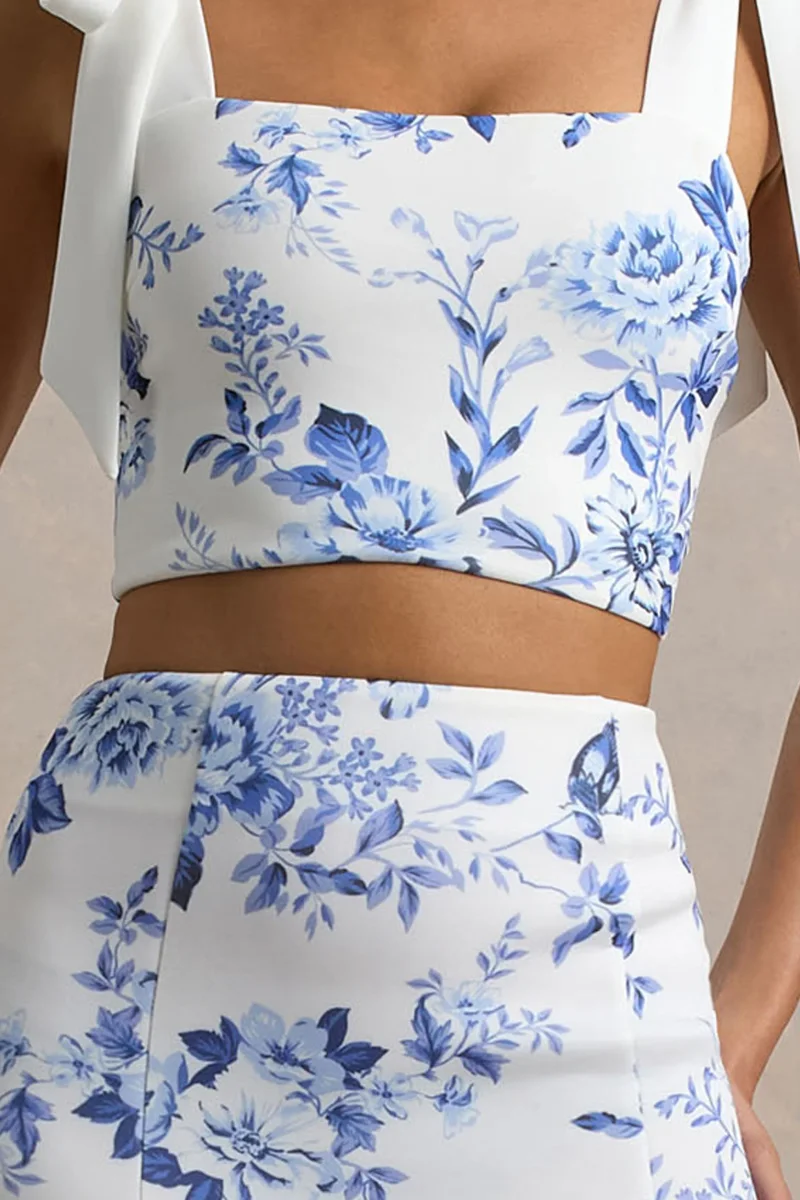 Phoebe | Top corto con detalle de lazos en los tirantes con estampado floral - Imagen 7