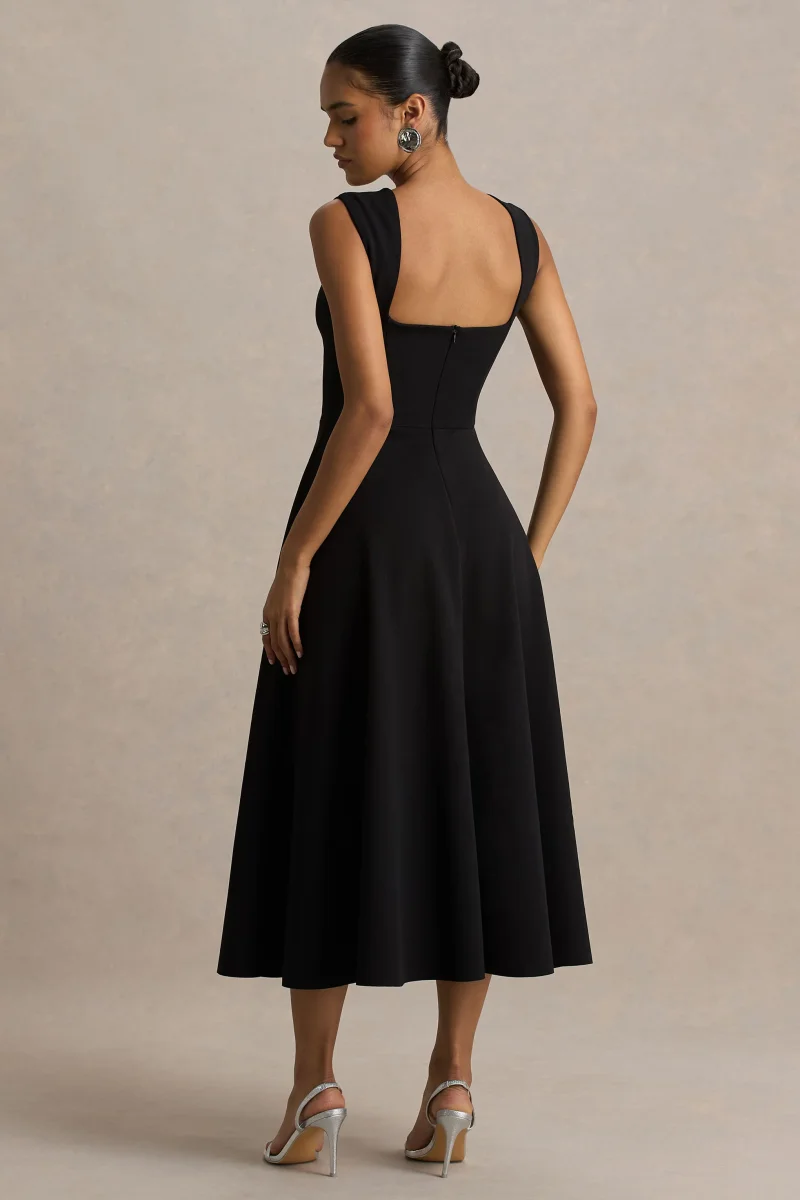 Andromeda | Vestido Midi Negro Sweetheart - Imagen 3