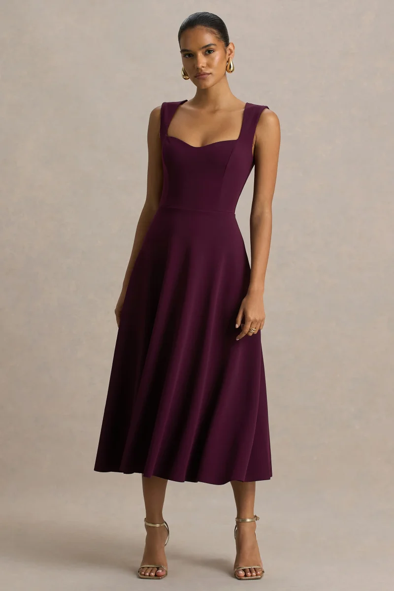 Andromeda | Vestido Midi Burdeos Sweetheart - Imagen 6