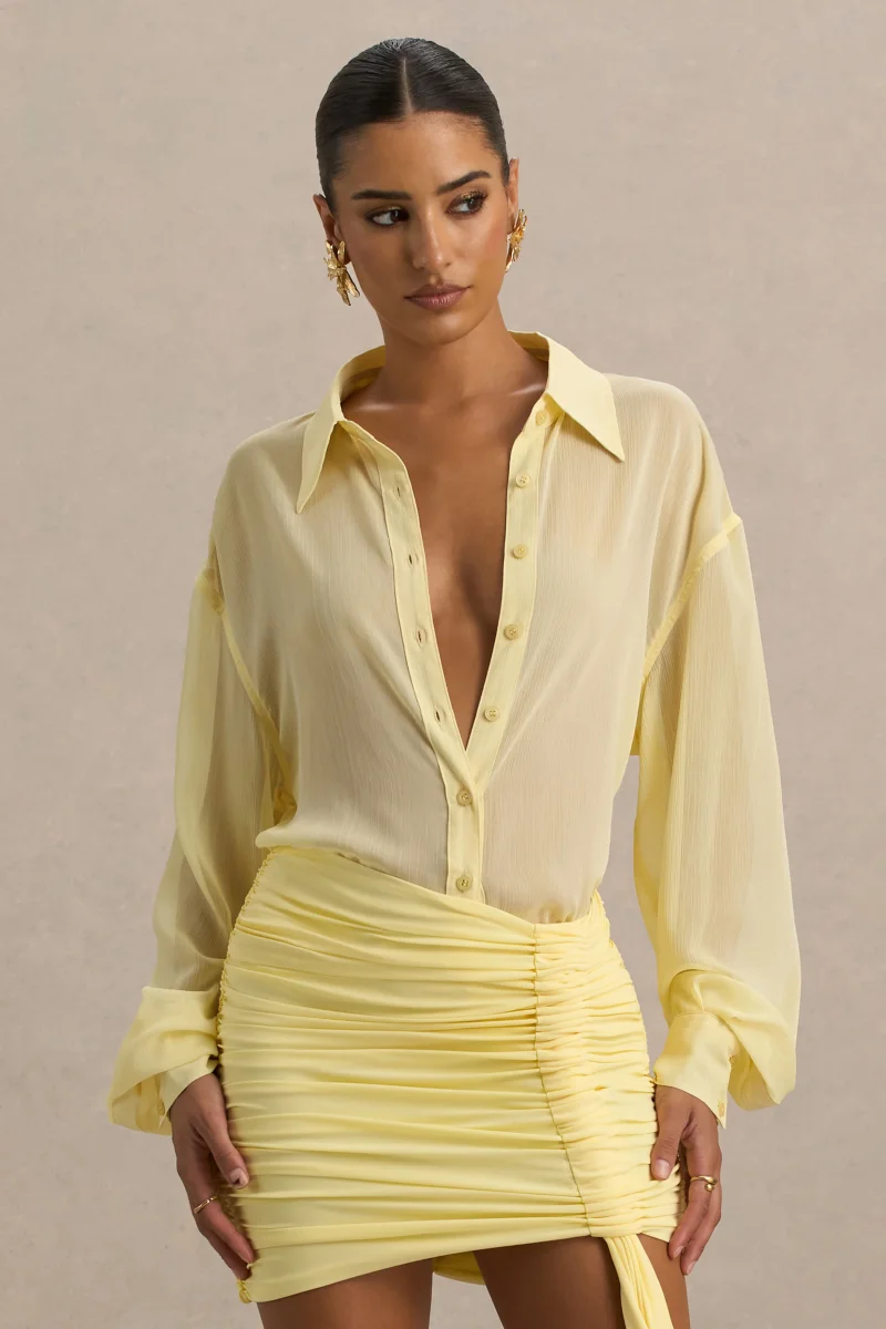 Zinna | Camisa de gasa transparente en color amarillo pastel - Imagen 4