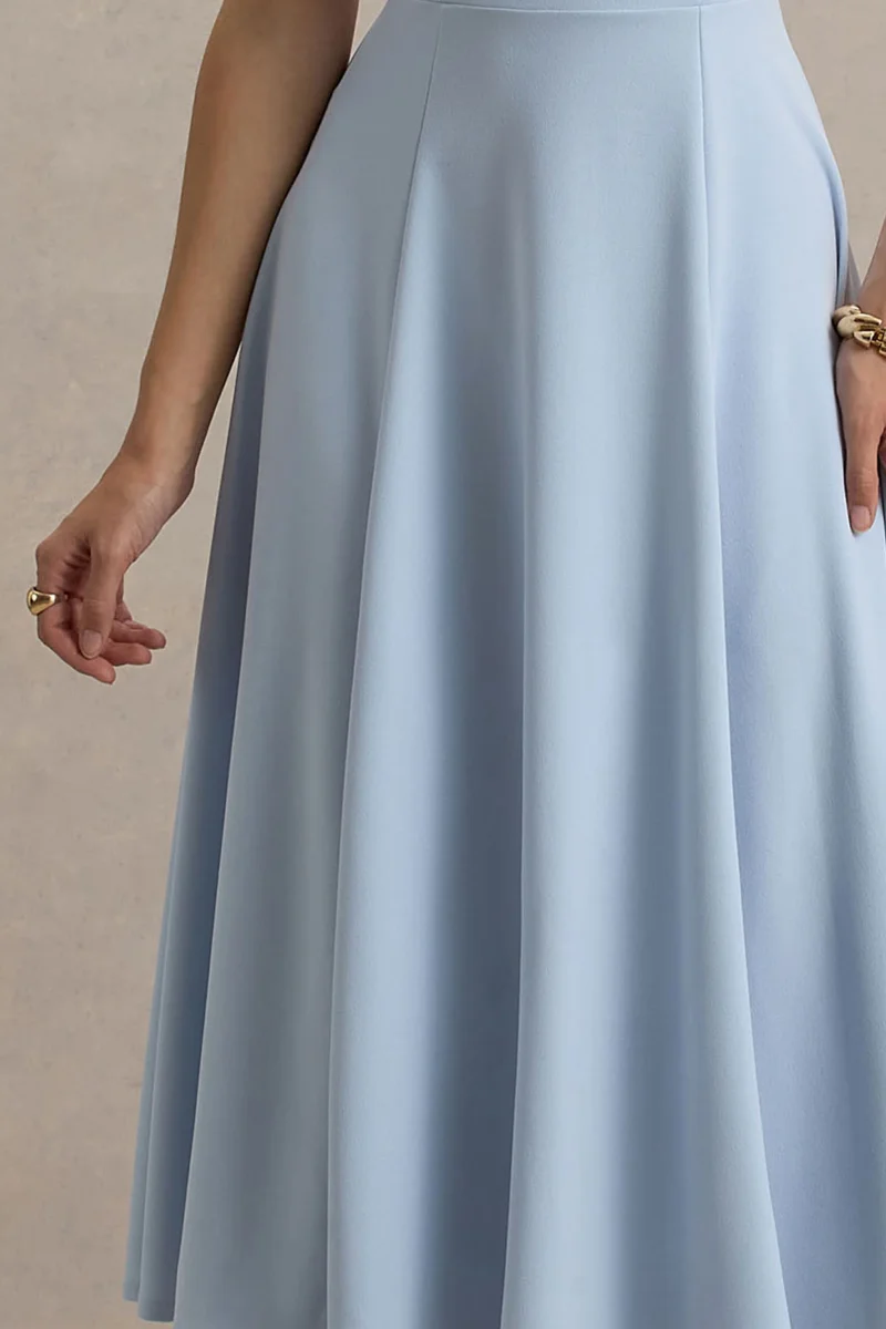 Auburn | Vestido midi azul bebé con escote halter de malla con lazo - Imagen 7