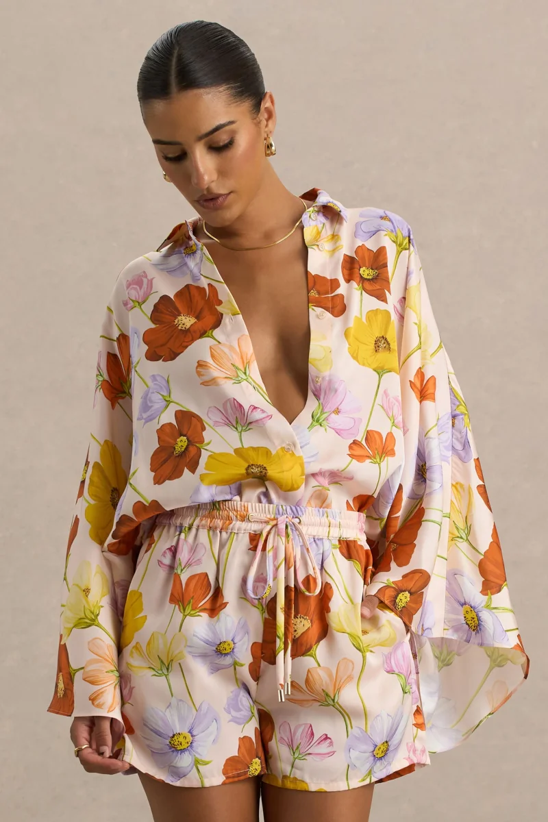 Lolite | Camisa de manga larga de satén con estampado floral - Imagen 6