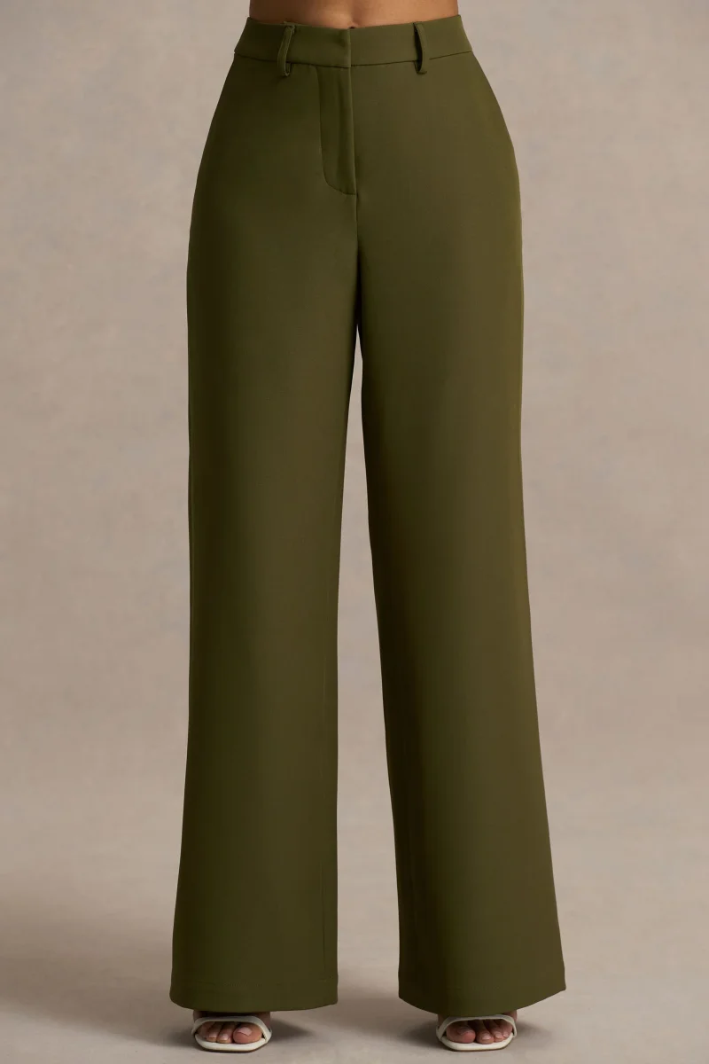 Silvia | Pantalones Verde Oliva de Corte Recto - Imagen 4