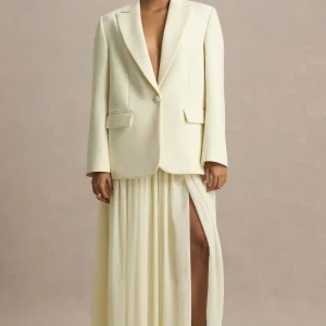 Spencer | Falda Larga Plisada en Chifón Color Crema