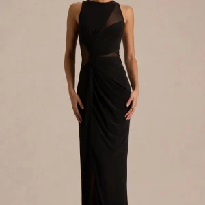 Opaline | Vestido Largo negro con cuello redondo