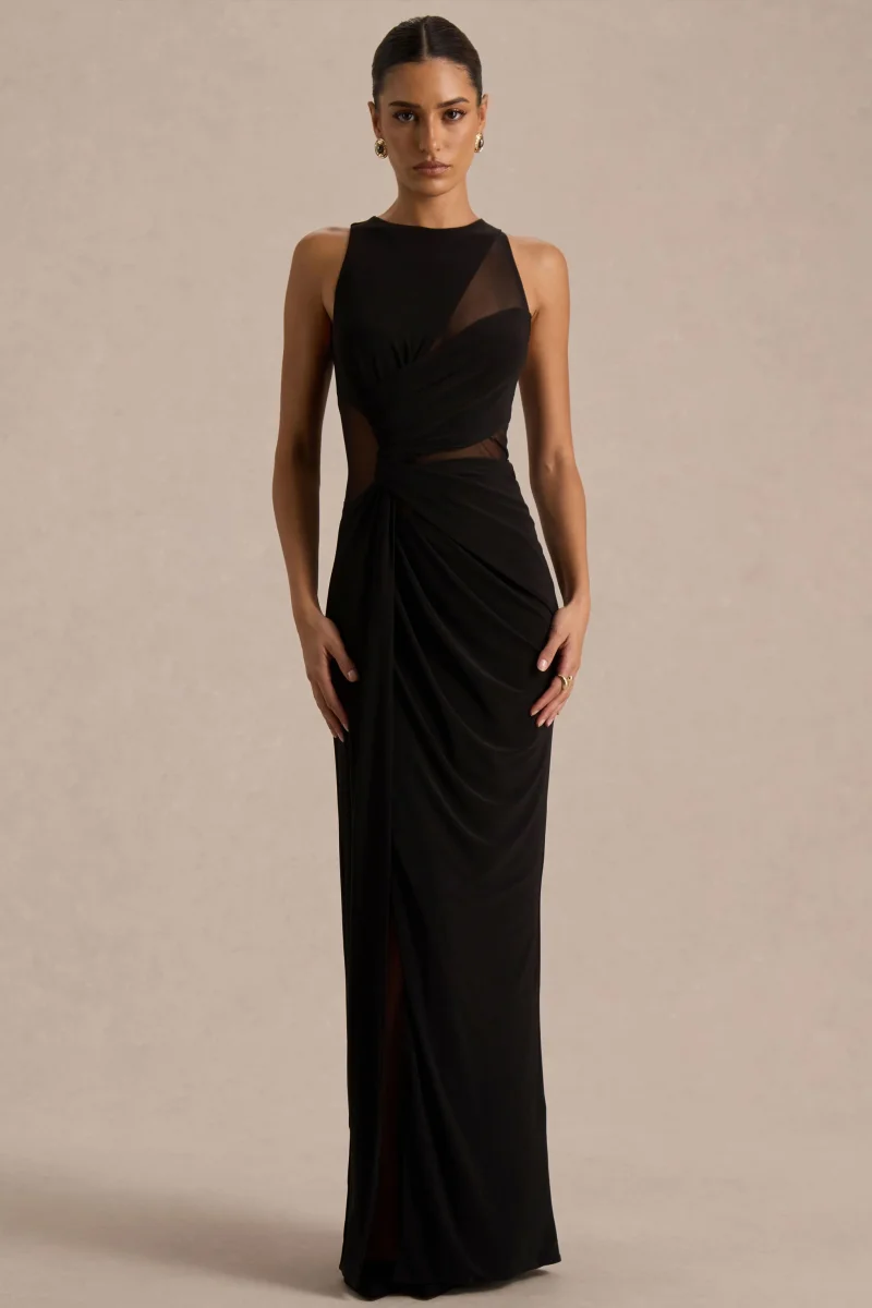 Opaline | Vestido Largo negro con cuello redondo - Imagen 2