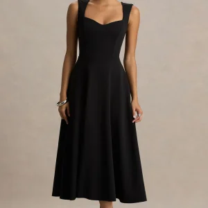 Andromeda | Vestido Midi Negro Sweetheart