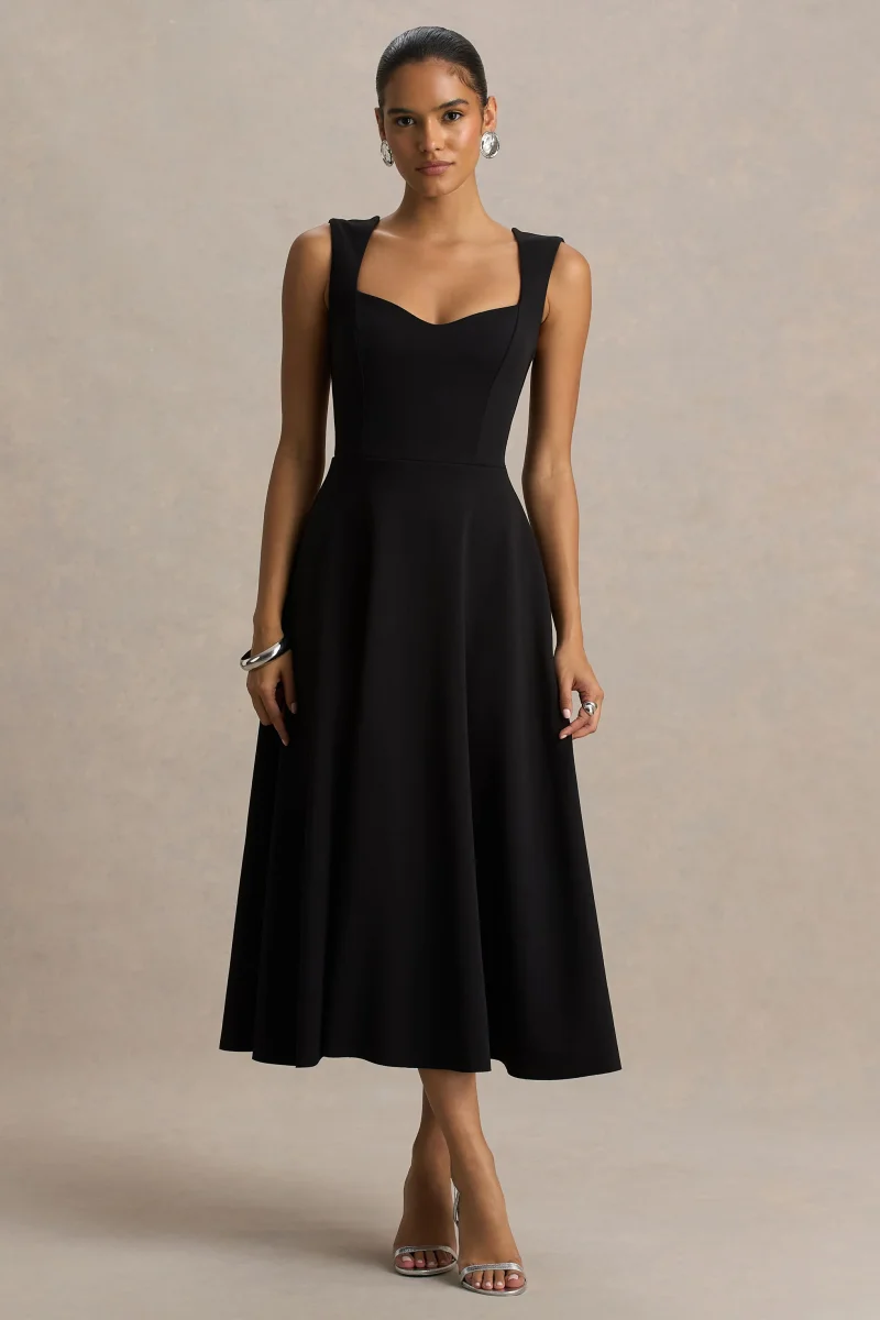 Andromeda | Vestido Midi Negro Sweetheart