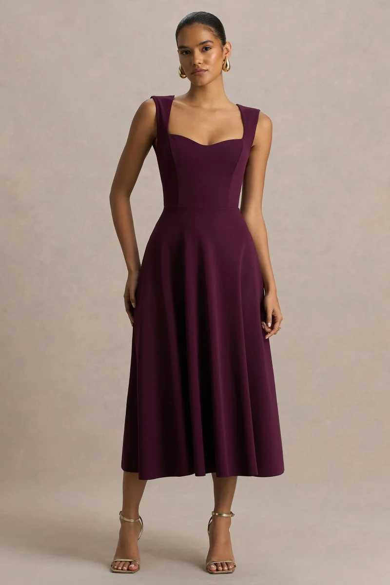 Andromeda | Vestido Midi Burdeos Sweetheart