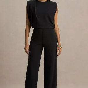 Tiff | Mono Negro De Cuello Alto Con Detalle Drapeado